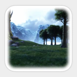 Beautiful mountain landscape in the fog Sticker